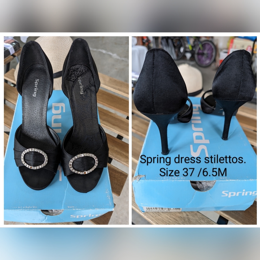 Spring Black stilettos high heels size 37 /6.5M
